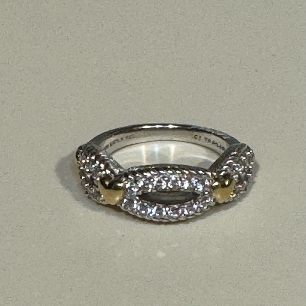 Judith Ripka Silver Ring with Gold Heart Accents - Picture 4 of 13